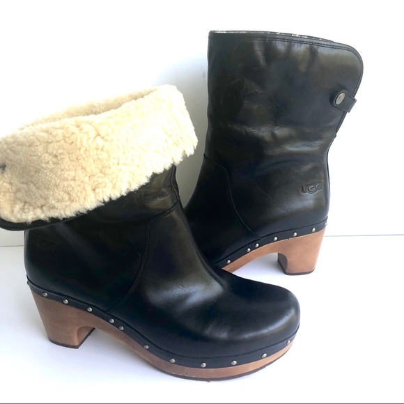 shearling clog boots